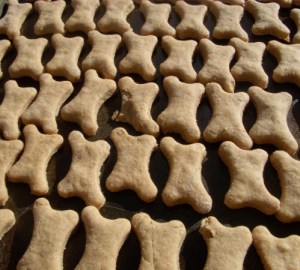Vegan peanut butter dog biscuits, ready for the oven!