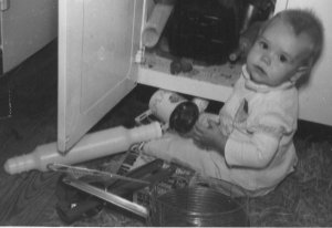 Ruth in the kitchen at an early age