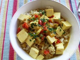 a bowl of vegan coconut curry soup